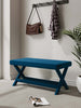 Abigail Mid-Century Modern Upholstered Velvet Accent Bench in Blue | Banc d’appoint Abigail style milieu du siecle moderne en velours bleu