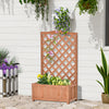 Outsunny 28" X 11" X 46" Raised Garden Bed Wood Planter With Trellis For Vine Climbing, To Grow Vege|Outsunny - Jardiniere Surelevee En Bois De 28" X 11" X 46" Avec Treillis Pour La Vigne Grimpante, Po