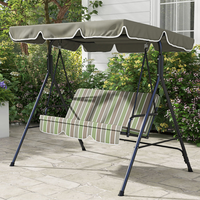 Outsunny 3-seat Patio Swing Chair With Adjustable Canopy Green And Brown