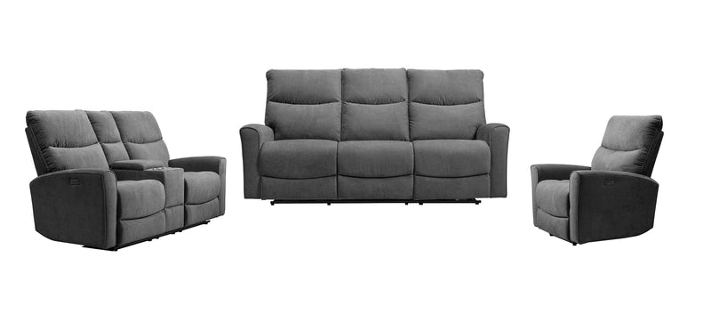 Quest 82.5\" Chenille Fabric Power Reclining Sofa - Grey