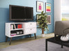 Manhattan Comfort Practical Dalarna TV Stand with 2 Open Shelves & 2 Drawers - White|Meuble pour téléviseur pratique Dalarna de Manhattan Comfort avec 2 tablettes ouvertes et 2 tiroirs - blanc