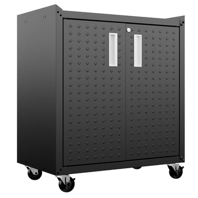 Fortress Textured Metal 31.5" Garage Mobile Cabinet with 2 Adjustable Shelves - Charcoal Grey|Armoire mobile Fortress de Manhattan Comfort de 31,5 po en métal texturé avec 2 tablettes réglables pour le garage - gris anthracite