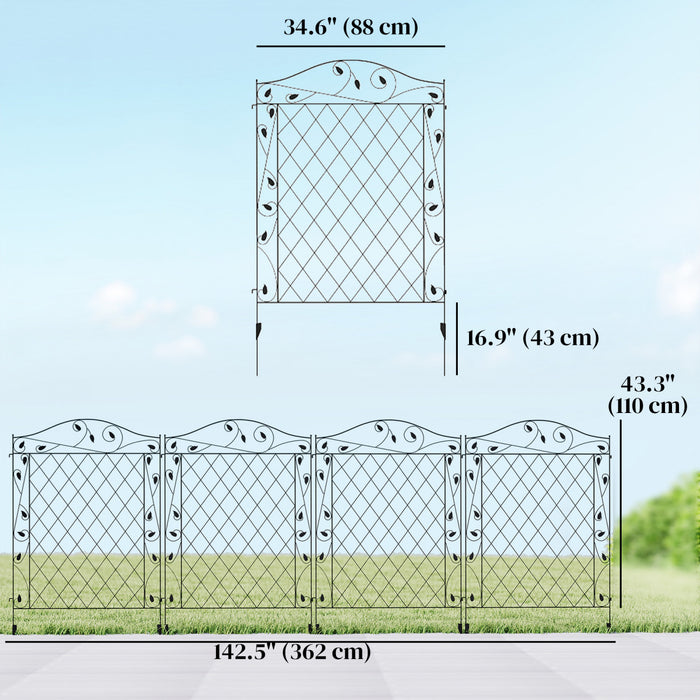 Outsunny 11.5' Decor Garden Fence for Border Edging, 4 Pack, Wavey Vines