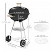 Outsunny Portable Charcoal BBQ Grill, Steel Barbecue Grill with Lid and Air Vents, Outdoor Camp Picnic Cooker with Wheels and Storage Shelf, Black