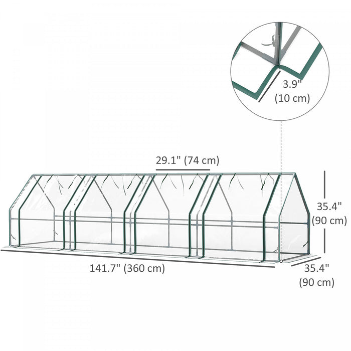 Outsunny 12' X 3' X 3' Portable Greenhouse, Tunnel Greenhouse Clear