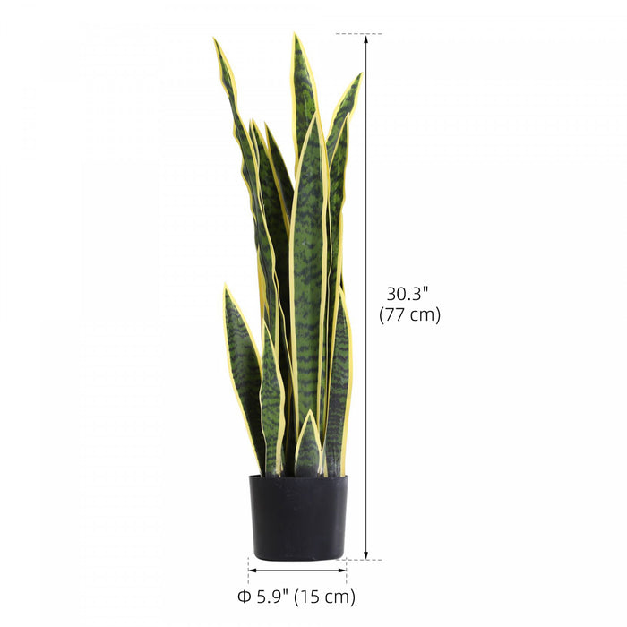 Outsunny 30\" Artificial Snake Plant, Artificial Tree with 21 Leaves in Pot