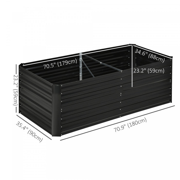 Outsunny Raised Garden Bed, 71\" X 35\" X 23\" Galvanized Steel Planters For Outdoor Plants With Multi-reinforced Rods For Vegetables, Flowers And Herbs, Black