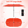 Costway 13 FT Large Patio Umbrella with LED Solar Lights Crank Handle 12 Heavy-Duty Ribs Orange