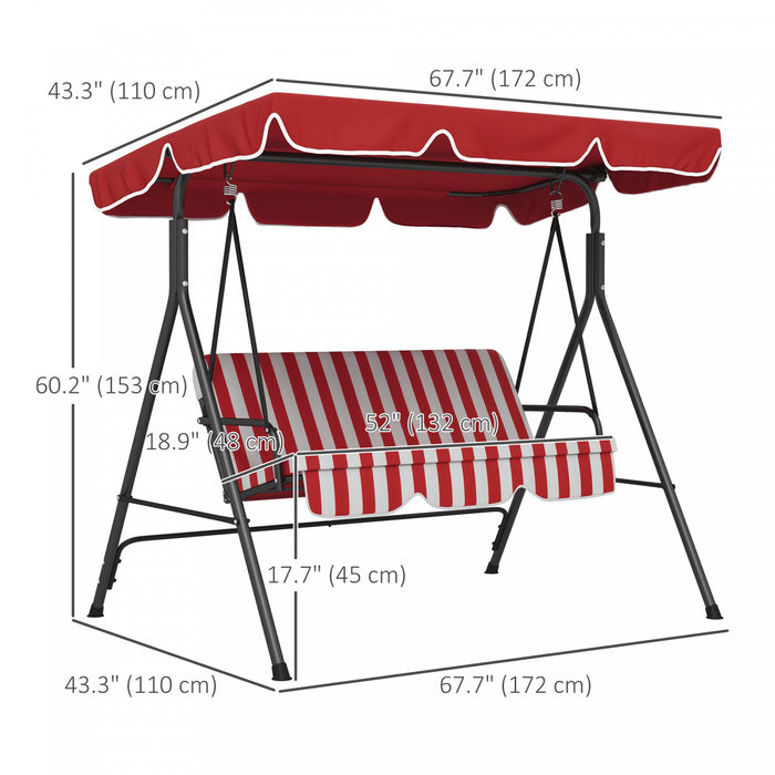 Outsunny 3-seat Patio Swing Chair With Adjustable Canopy Red