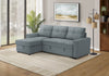 Sleeper Sofa, 90" Length, Convertible Sofa Bed, Storage Chaise, Light Blue Fabric Sleeper Sofa | Canape Lit, 90" Longueur, Canape-Lit Convertible, Chaise De Rangement, Tissu Bleu Clair