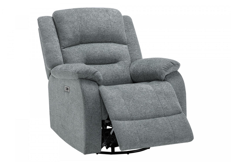 MONARCH SPECIALTIES 34\" WIDE, LARGE UPHOLSTERED POWER RECLINING CHAIR, USB PORTS INCLUDED, BLUE FABRIC, TRANSITIONAL Recliner