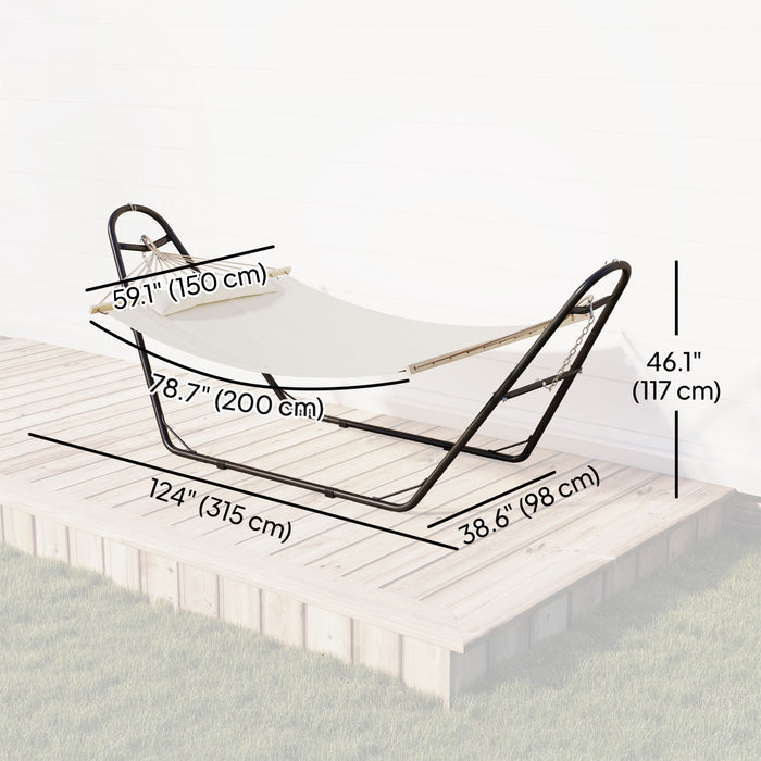 Outsunny Hammock with Stand, Detachable Pillow, 264 lbs Capacity, Cream
