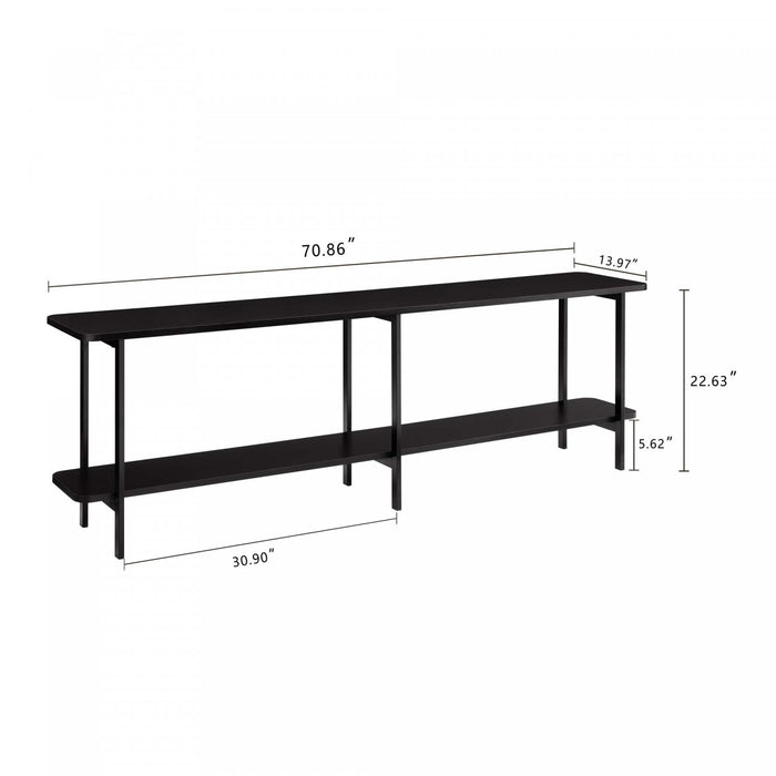 Celine Contemporary Modern 71\" Console Table in Black (2-Shelf)