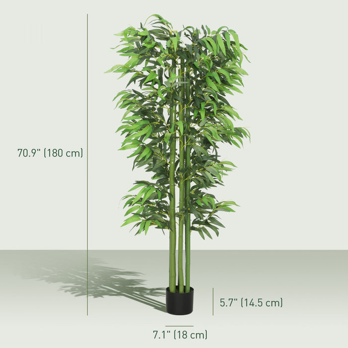 Outsunny 6FT Artificial Bamboo Trees Set of 2 in Pot Indoor Decor, Green