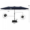 Costway 15FT Double-Sided Twin Patio Umbrella Sun Shade Outdoor Crank Market Base Navy