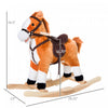 Qaba Kids Rocking Horse Child Plush Ride On Toy With Realistic Sound Red Brown|Qaba Cheval A Bascule En Peluche Pour Enfant Avec Son Realiste Rouge Marron