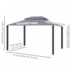 Outsunny 13' X 10' Patio Gazebo, Double roof Outdoor Gazebo Canopy Shelter With Netting & Curtains, |Outsunny 13' X 10' Tonnelle De Terrasse Exterieure Avec Double Toit En Polyester, Parois Laterales E
