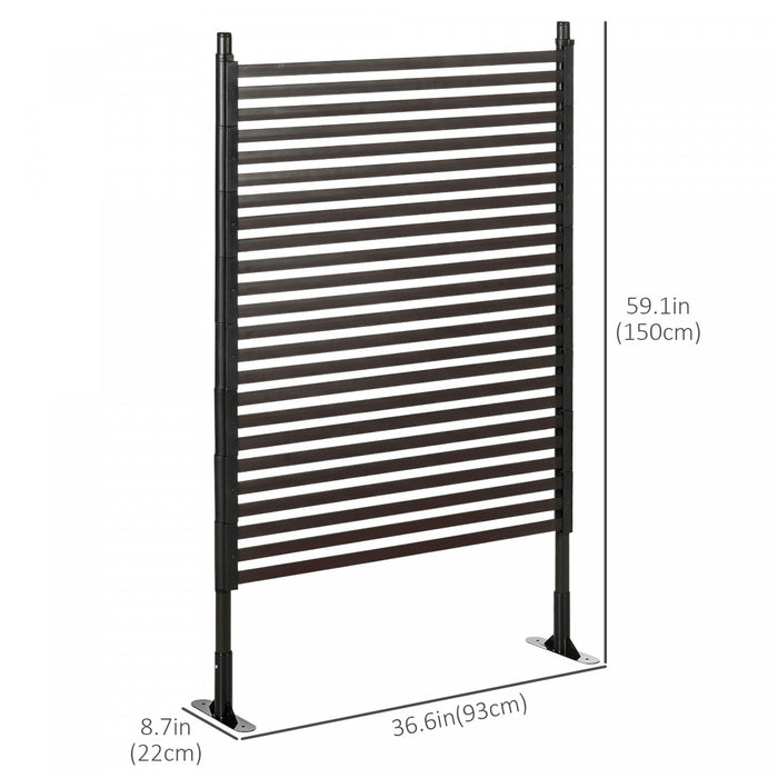 Outsunny Picket Metal Garden Fence 5 ft Outdoor Fencing with Feet, Brown