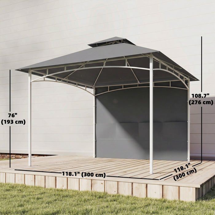 Outsunny 10' x 10' Patio Gazebo, Double Roof Outdoor Gazebo, Dark Grey