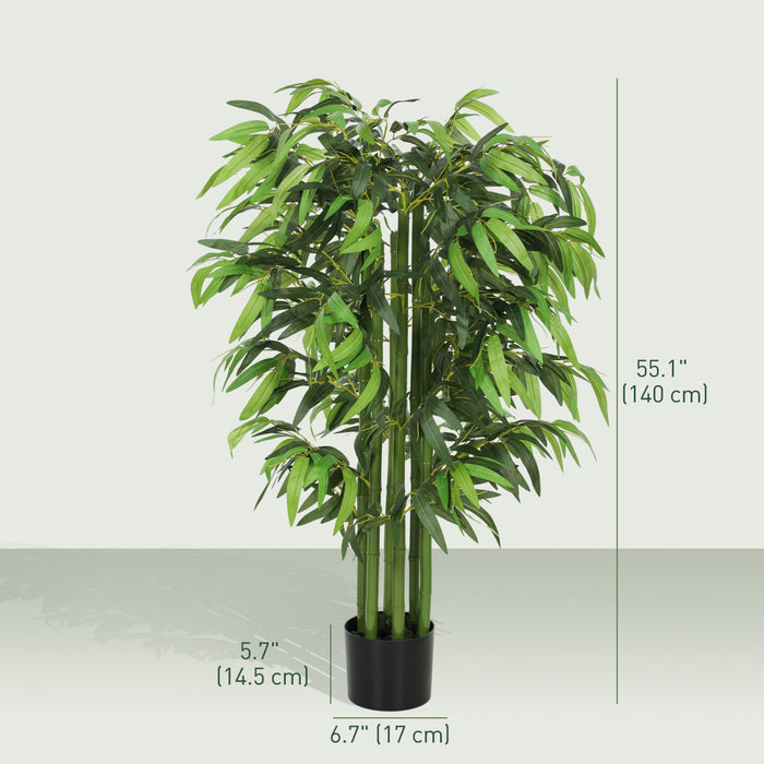 HOMCOM 4.6FT Artificial Bamboo Tree, Fake Plant Set of 2 for Home Decor