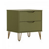 Rockefeller Mid-Century Modern 20" Nightstand in Olive Green (2-Drawer) | Table de nuit Rockefeller Mid-Century Modern 20" en vert olive (2 tiroirs)