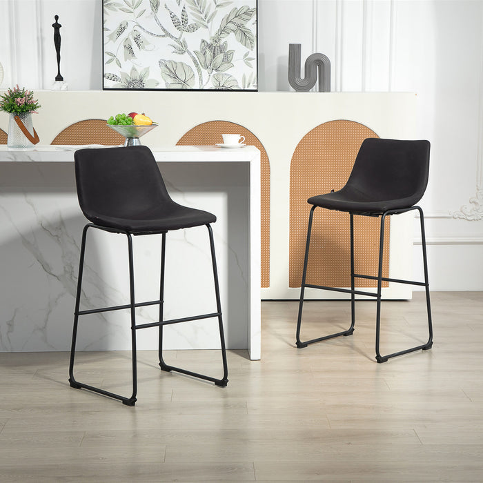 HOMCOM Bar Stools Set of 2, Counter Height Barstools with Back, Dark Brown