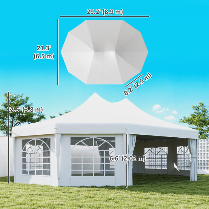 Outsunny 21' x 29' High Peak Decagonal Event Party Tent for Parties
