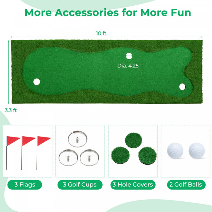 Costway 10 X 3.3 Ft Golf Putting Green Professional Golf Training Mat With 2 Golf Balls