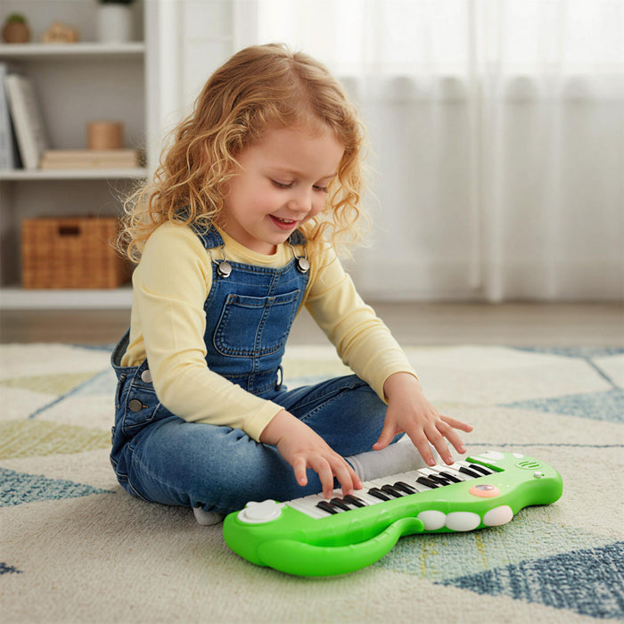 Costway 25-Key Kids Piano Keyboard Dinosaur Shape Toy Digital Piano with Built-in Music & Light Green