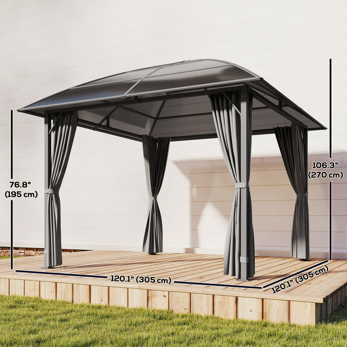 Outsunny 10' x 10' Hardtop Gazebo with UV60+ Polycarbonate Roof & Curtains