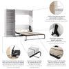 Bestar Key West Full Murphy Bed with Closet Organizer (88 W) - Pure White Oak|Lit double escamotable Key West de Bestar de 88 po (L) avec organisateur de garde-robe - blanc chêne solide