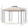 Outsunny 10' X 10' Patio Gazebo Outdoor, Canopy Shelter With Double-tier Roof, Pavilion Sidewalls Fo|Outsunny 10' X 10' Pavillon De Jardin Tonnelle Barnum Gazebo Avec Parois Laterales Beige