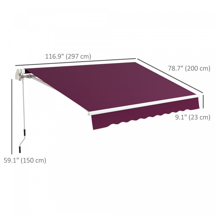 Outsunny 10' X 6.5' Retractable Awning With Led Lights, Uv40+, Wine Red