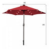 Costway 9' Solar LED Lighted Patio Market Umbrella Tilt Adjustment Crank Lift Burgundy