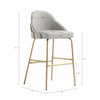 Gracie Modern Metal Upholstered Barstool in Stone Gray and Gold - Set of 3 | Tabouret de bar moderne en metal Gracie avec revetement en tissu, gris pierre et or - Lot de 3