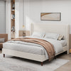 Harper Upholstered King Bed Frame with High Headboard, Chenille Fabric - Beige | Cadre de lit king Harper rembourre avec tete de lit haute, tissu chenille, beige