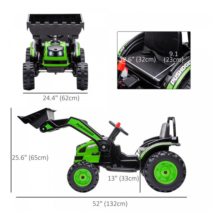 Aosom Kids Digger Powered Ride-On Excavator 6v Battery Powered Construction Tractor Music Headlight Moving Forward Backward Gear For 3-5 Years Old Green