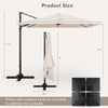 Costway Patio 9.5FT Square Cantilever Offset Hanging Umbrella 2-Tier 360° Outdoor Beige