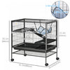 Pawhut Small Animal Cage With Wheels, Pet Playpen For Ferrets, Chinchillas, Guinea Pigs, Kittens, Wi|Pawhut Cage Pour Petits Animaux Avec Hamac, Cage Pour Furet A 3 Niveaux Avec Etagere De Rangement, C