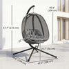 Outsunny Hanging Egg Chair with Stand and Folding Basket, Grey