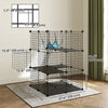 PawHut 3 Tier Cat Cage Crate, DIY Pet Playpen with 3 Doors, Ladders, Hammock, Platforms, Indoor Playpen for Kittens, Squirrel, Rabbit, Black