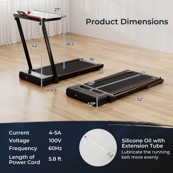 Goplus 3-in-1 Foldable Treadmill With Removable Desk Workstation Remote Control Black
