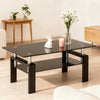 Liam Modern Rectangle Clear Tempered Glass Coffee Table,Black | Table basse moderne rectangulaire en verre trempe transparent Liam, avec pieds noirs