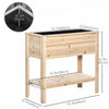 Outsunny Wooden Raised Garden Bed Standing Elevated Planter Box With Storage Shelf For Flowers, Vege|Outsunny Lit De Jardin Sureleve En Bois Avec Etagere De Rangement Naturel