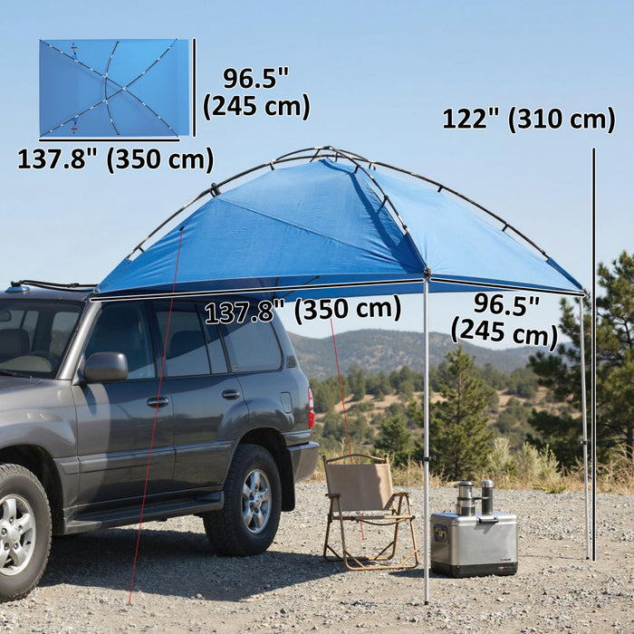 Outsunny Car Awning Camping Tent Waterproof 11.5 x 8ft, Light Blue