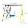 Outsunny 5 In 1 Swing Set For Kids With Saucer Swing, Seat, Climbing Ladder/net, Basketball Hoop, Me|Outsunny Balancoire 4 En 1 Pour Enfants Avec Balancoire Soucoupe, Siege, Echelle D'escalade/filet, P