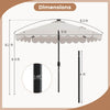 Costway 9.3 FT Solar Patio Umbrella Outdoor Market Sunshade with 24 LED Lights Ruffles Beige