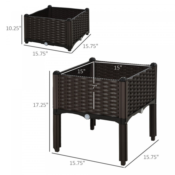 Outsunny 2-piece Raised Garden Bed Pp Raised Flower Bed Vegetable Herb Grow Box Stand