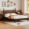 Oliver Retro Wood Platform Bed with Gourd Shaped Headboard - Dark Brown | Oliver Lit Plateforme Retro en Bois avec Tete de Lit en Forme de Gourde et Support en Lattes en Bois Robustes, Taille Double