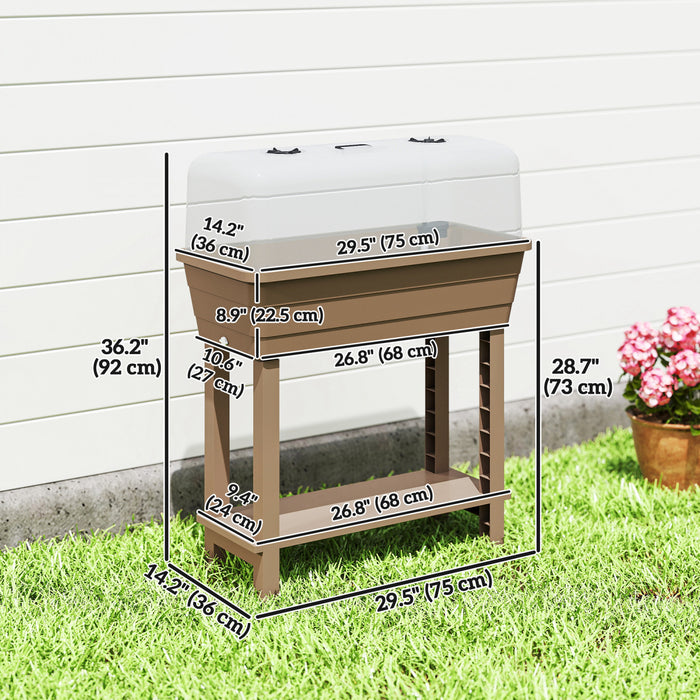 Outsunny 41L Self Watering Raised Garden Bed, Planter Box, Brown